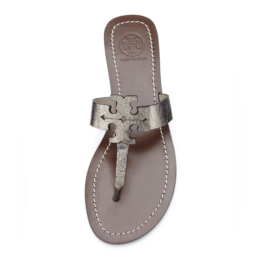 Tory Burch Moore Metallic Leather Thong Sandals